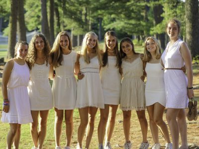 Campers posing before the final banquet special event